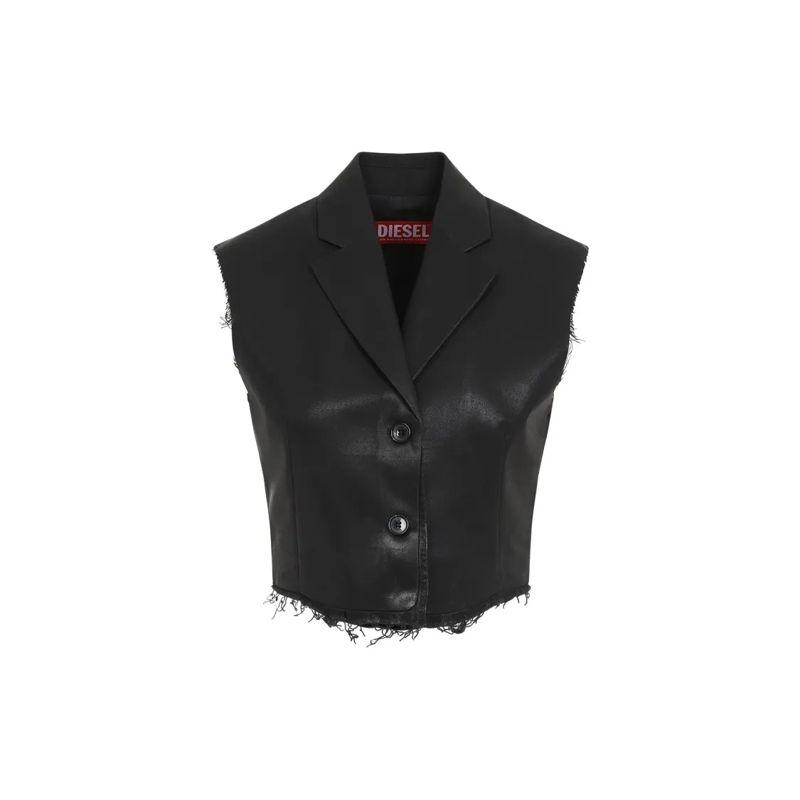 Diesel Blazer Black Polyester/Virgin Wool Blend Waistcoat Black
