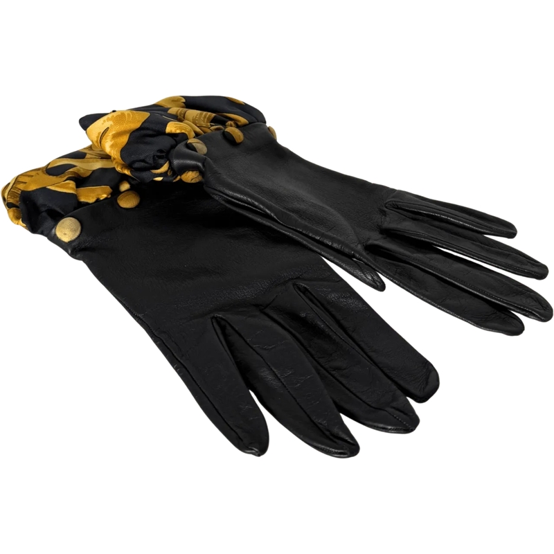 Hermès Handschuhe Hermes Lederhandschuhe mit Seidensaum Schwarz / ne schwarz