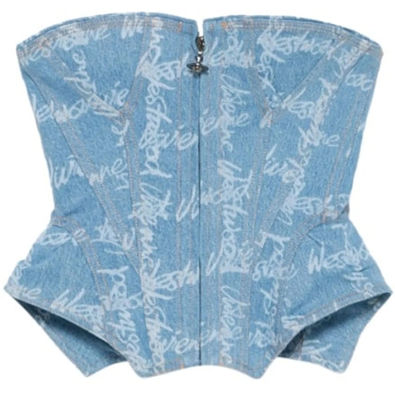 Vivienne Westwood T-shirt Denim Cobrax Corset blau
