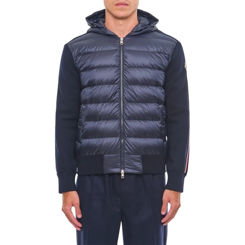 Moncler Pull Zip Up Padded Jacket Blue