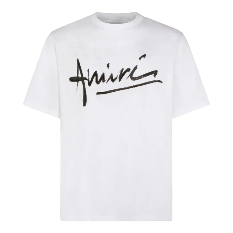 Amiri T-Shirt White Short-Sleeve T-Shirt With Bold Brushstroke G White