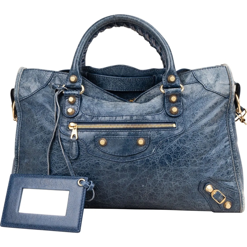 Balenciaga Tote Balenciaga Blue Leather City Handbag blau