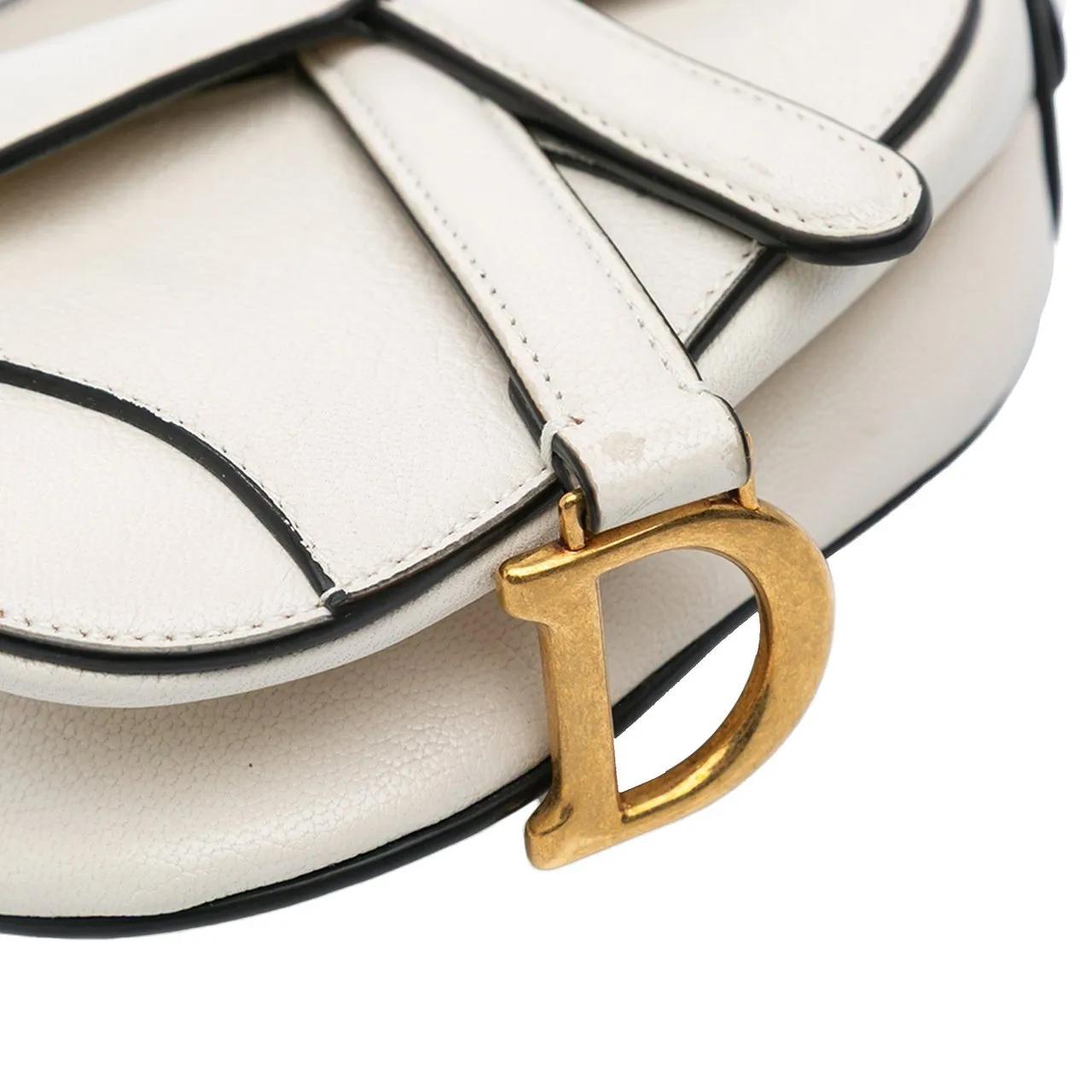 Thumbnail - Christian Dior Hobo Bags - 2021 Micro Goatskin Saddle - Gr. unisize - in Weiß - für Damen