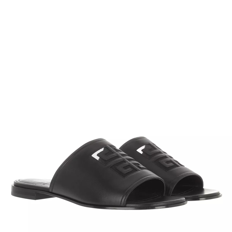 Givenchy Slides 4G Flat Sandals Leather Black