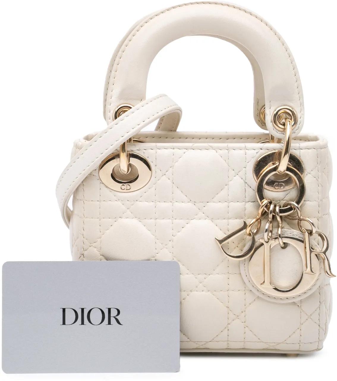 Thumbnail - Christian Dior Crossbody Bags - 2021 Micro Lambskin Cannage Lady Dior - Gr. unisize - in Weiß - für Damen