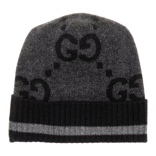 Gucci GG Cashmere Beanie Grey Black Mütze