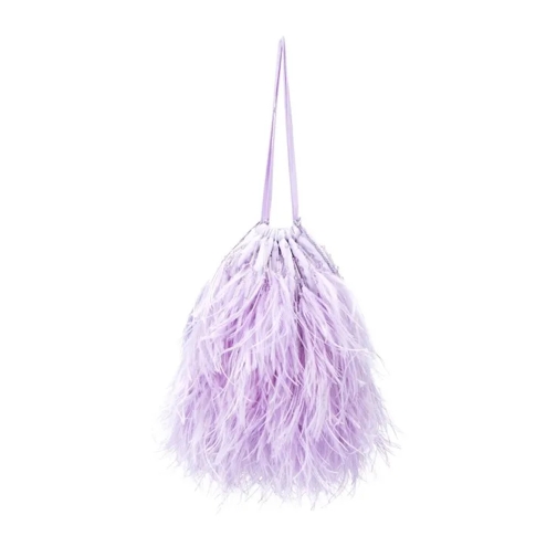 The Attico Lilac Ostrich Feather And Silk Greta Feather Handb Purple Crossbodytas