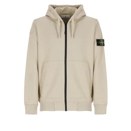 Stone Island Hoodie Beige Cotton Sweatshirt With Logo Neutrals