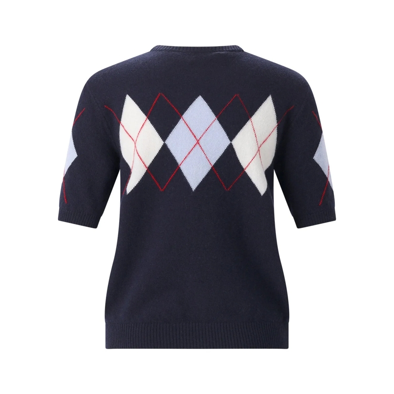 MSGM Pullover Kurzarmpullover aus Merinowolle und Kaschmir dunkelblau(Image 2)