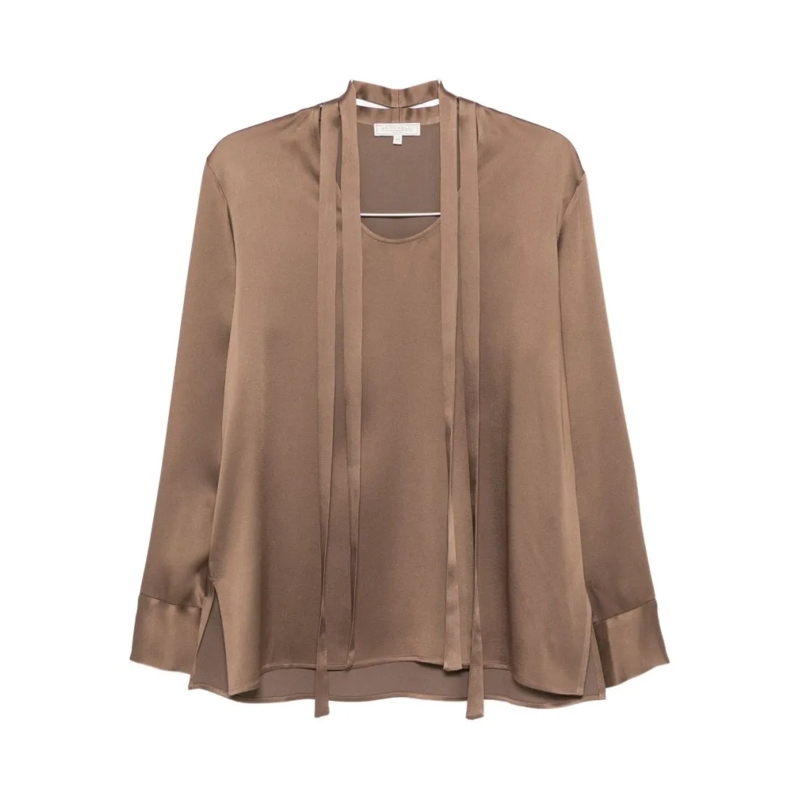 Antonelli Blouse Silk-Finish Brown Blouse Brown