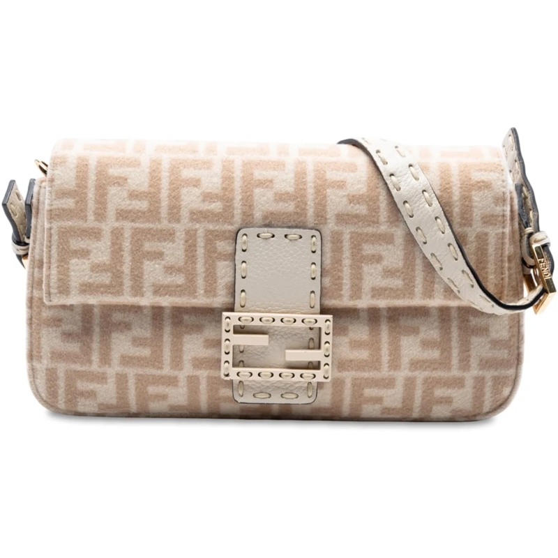 Fendi Sac à bandoulière Zucca Wool Selleria Baguette braun