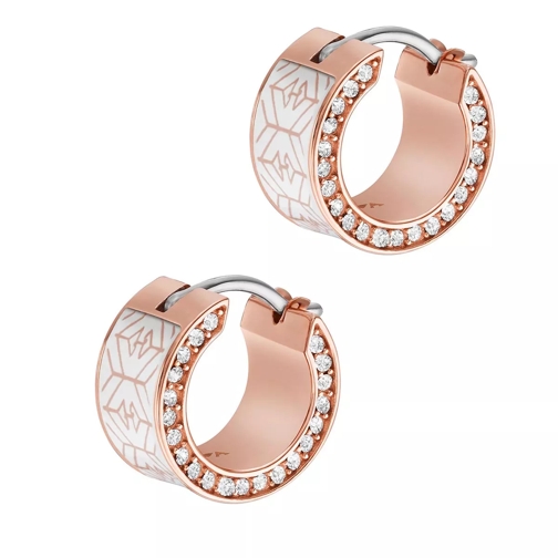 Emporio Armani White Lacquer Hoop Earrings Rose Gold Creole