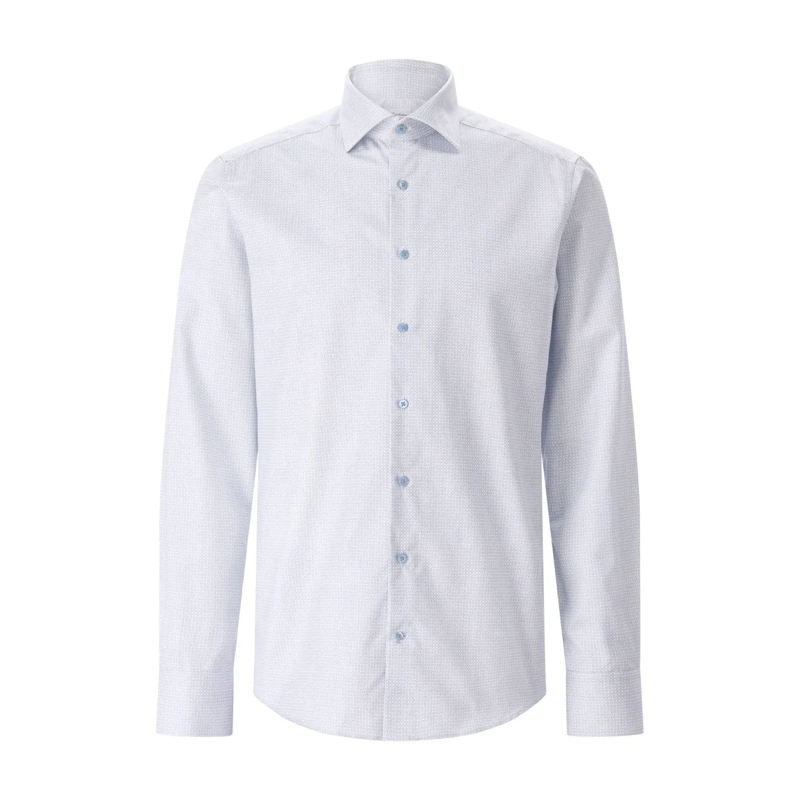 STENSTRÖMS Overhemd Slimline Hemd mit Muster Hellblau