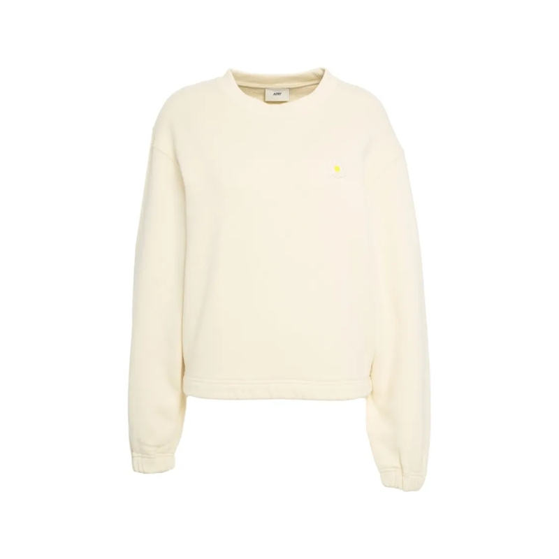 Autry International  Embroidered Detail Oversized Sweatshirt Neutrals