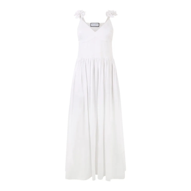 Philipp Plein Maxikleid Long Dress Roses weiss