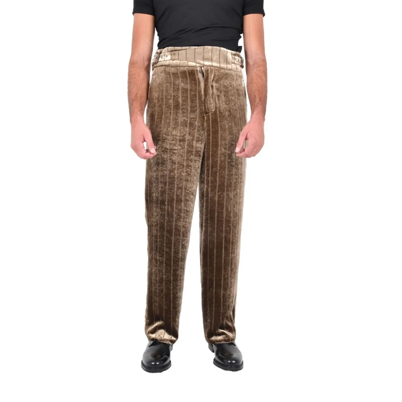 Emporio Armani Anzugshose Beige Corduroy Tailored Trousers With High Waistba Brown