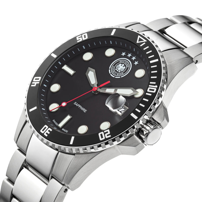 DFB Automatikuhr Quarzuhr DFB Herrenuhr mit Metallarmband. schwarz(Image 3)