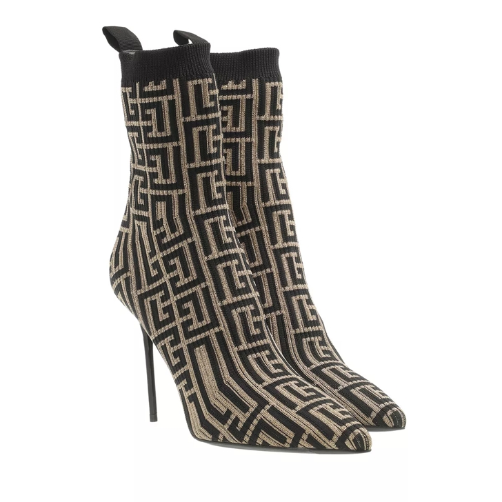 Balmain Monogram Skye Ankle Boots Knit Gold/Black | Ankle Boot