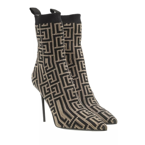 Balmain Monogram Skye Ankle Boots Knit Gold/Black Stivaletto alla caviglia