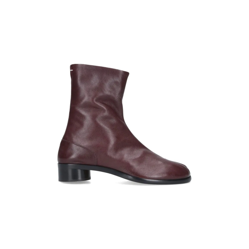Maison Margiela Bottes Ankle-High Split-Toe Brown Leather Boots Brown