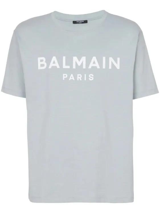 Balmain - Logo-Print Cotton T-Shirt - Größe XL - grau