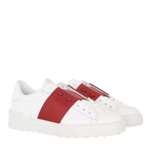Valentino Garavani Bicolor Rockstud Sneaker White Red lage-top sneaker