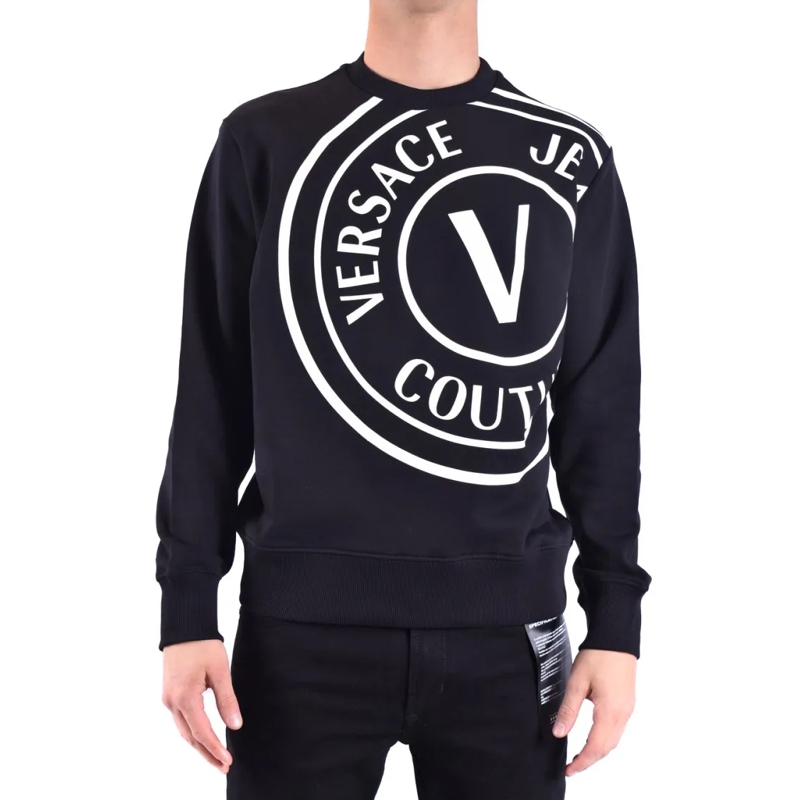 Versace Jeans Couture  Black Sweatshirt With Bold Logo Print Black