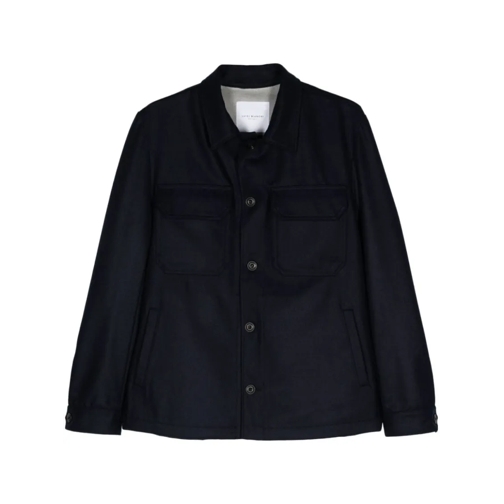 Luigi Bianchi Veste de transition Navy Blue Wool Jacket Black