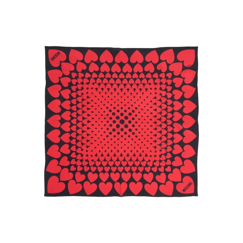 Moschino Écharpe légère Silk Scarf With Heart Print Red