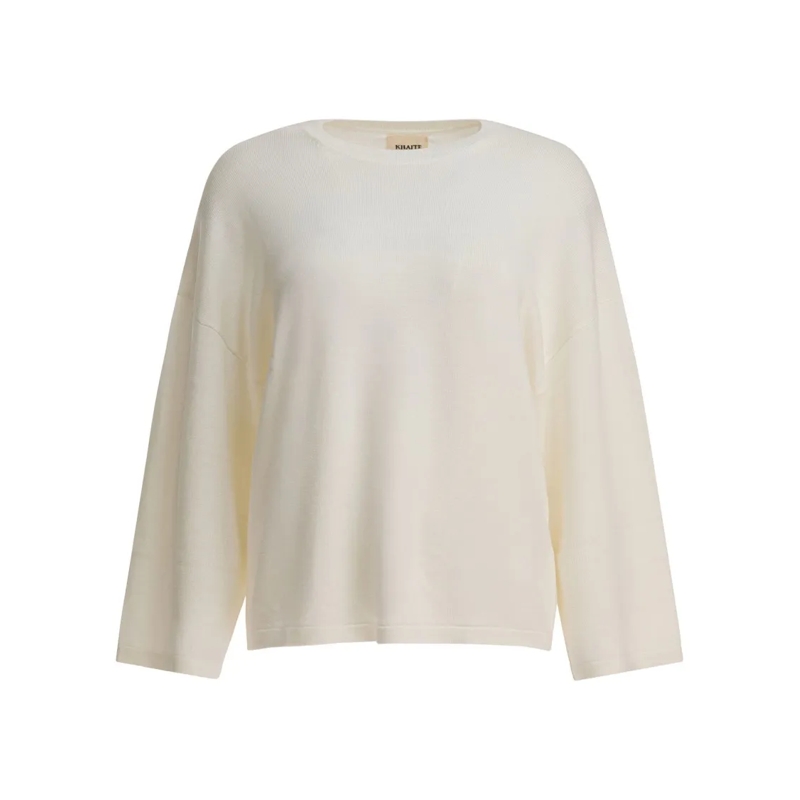 Khaite Pullover Relaxed-Fit Flared Silhouette Merino Wool Sweater White