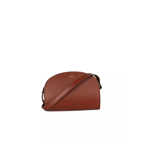 A.P.C. Demi Lune Mini Leather Bag Brown Mini Tas