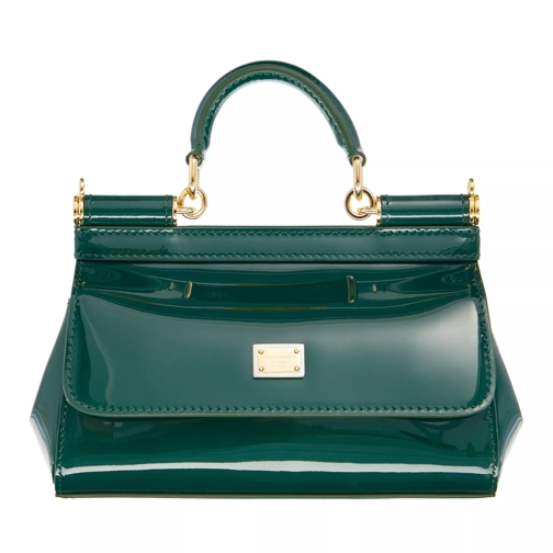 Dolce&Gabbana Sicily Top Handle Bag Dauphine Calfskin Green Axelremsväska