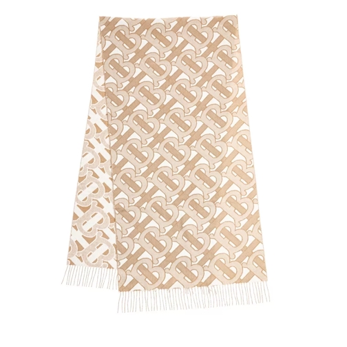 Burberry Patterned Monogram Scarf Cashmere Light Sand Sciarpa di lana