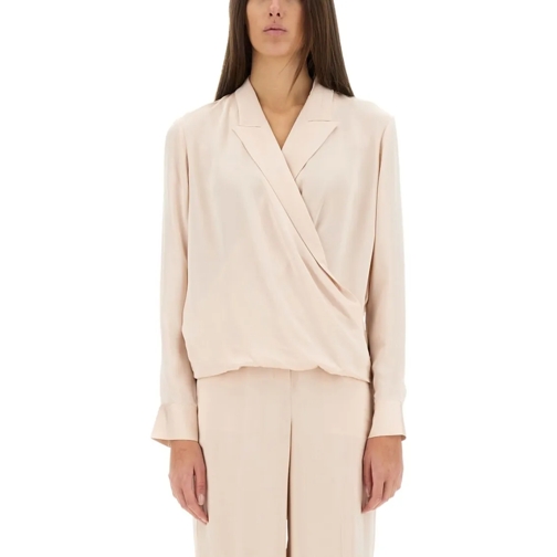 Theory Blusen Wrap Design Silk Shirt Pink