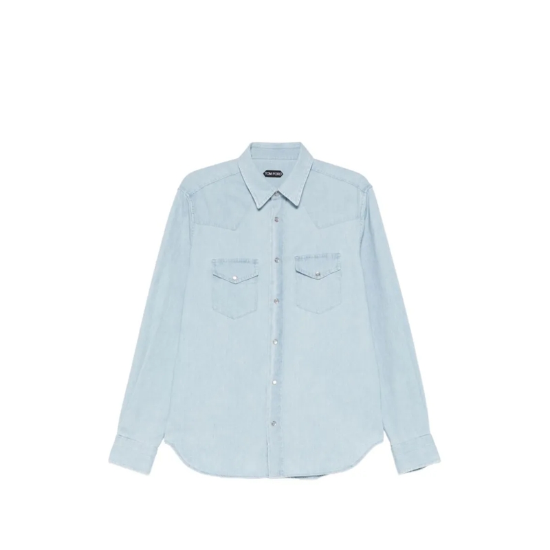 Tom Ford Chemise Light Denim Casual Shirt White
