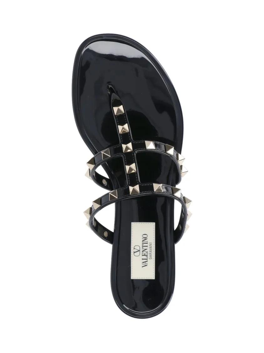 Thumbnail - Valentino Garavani Sandalen - 'Roman Studs' Sandals – Black - Gr. 37 (EU) - in Schwarz - für Damen