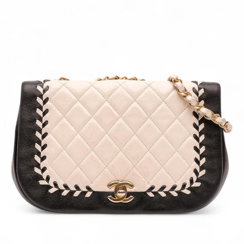 Chanel Sac à bandoulière Small Bicolor Calfskin Braided Chic Flap weiß