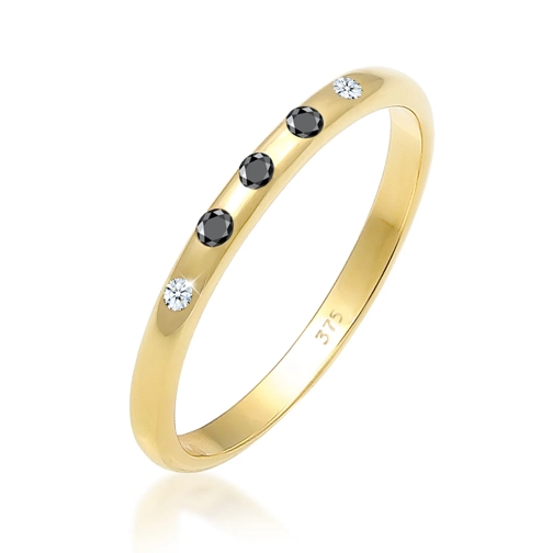 Elli Ring Bandring Weiß Schwarz Diamant (0.075 ct) 375  gold Diamantring