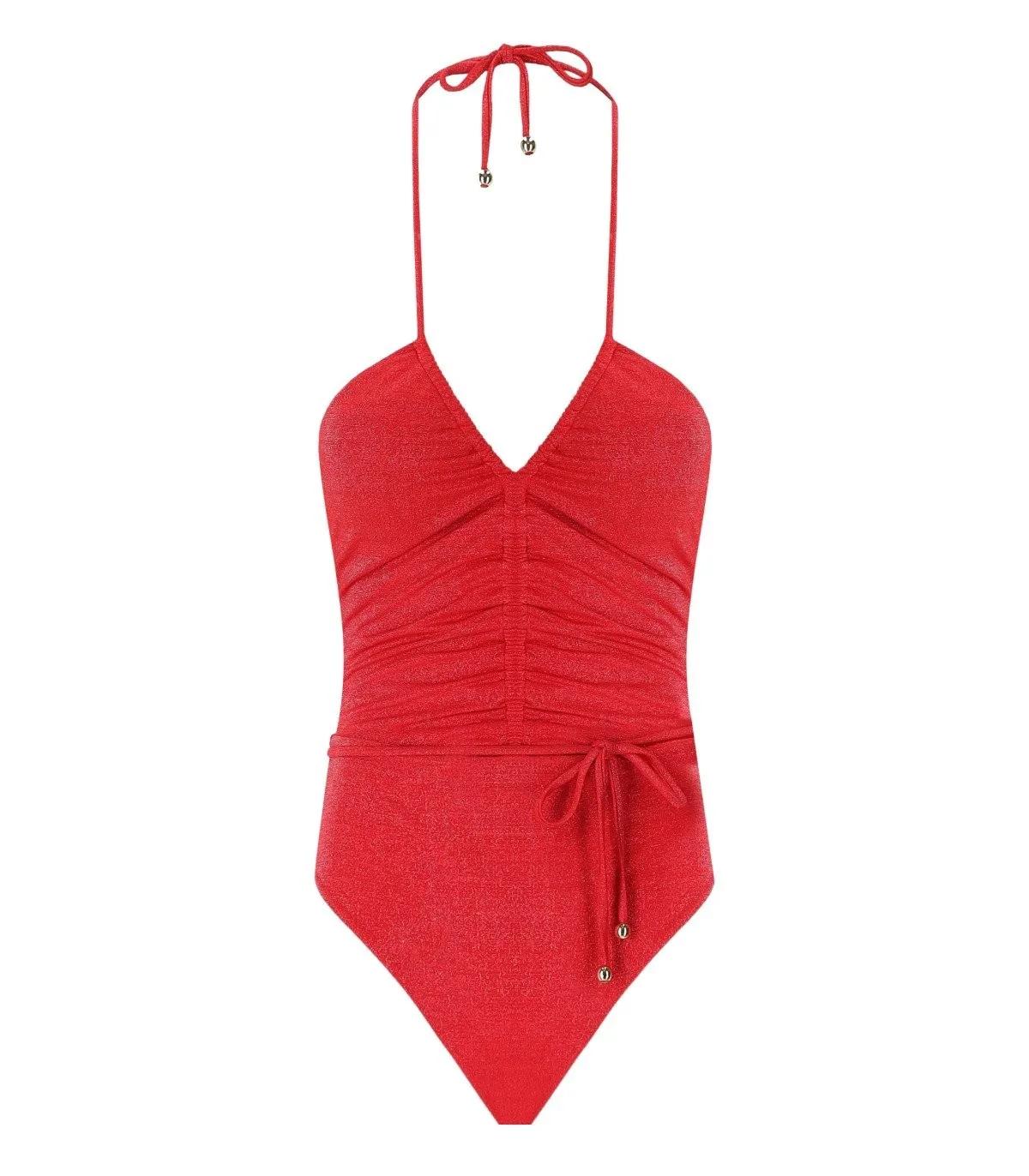 Max Mara - MAX MARA BEACHWEAR CASSANDRA KORAL BADEANZUG - Größe L - rot