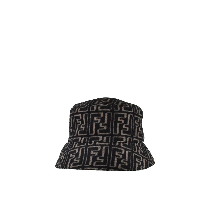 Fendi Hoed Ff Monogrammed Jacquard Bucket Hat Black