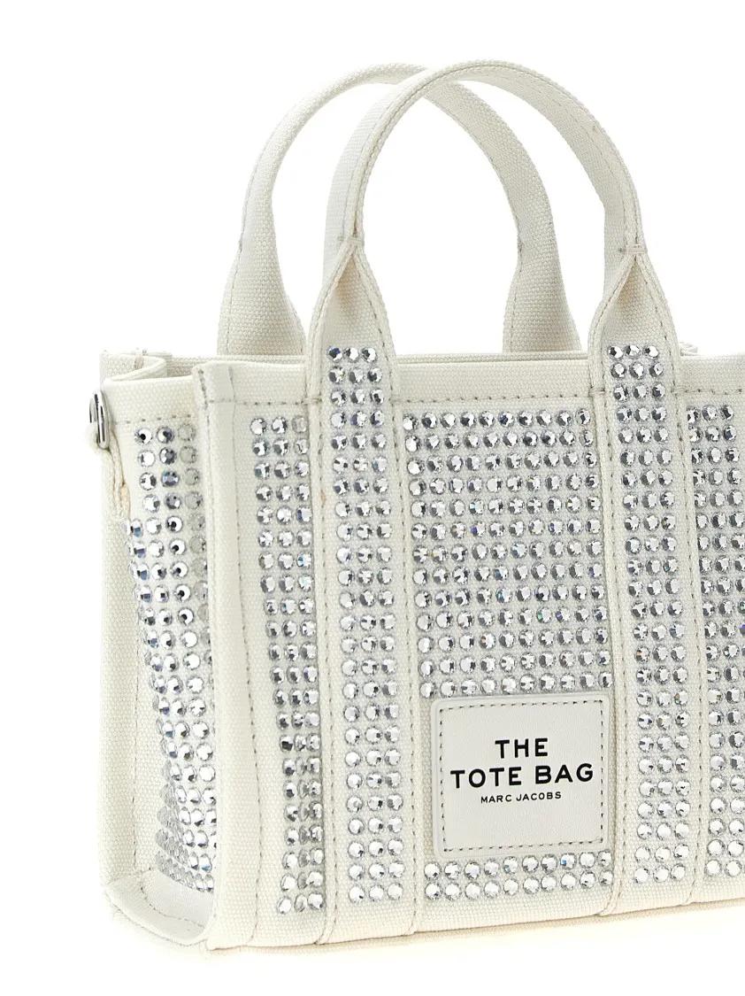Marc Jacobs Shoppers & Totes 'The Crystal Canvas Crossbody Tote' Crossbody Bag in wit