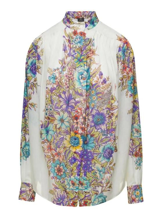 Etro - Multicolored Floral Print Blouse In Cotton - Größe 38 - bunt