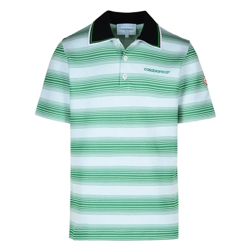 Casablanca White Cotton Blend Polo Shirt Green Polo