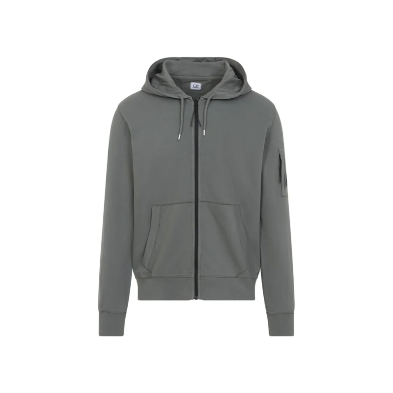 CP Company  Soft Grey Cotton Sweatshirt With Adjustable Hood Grey