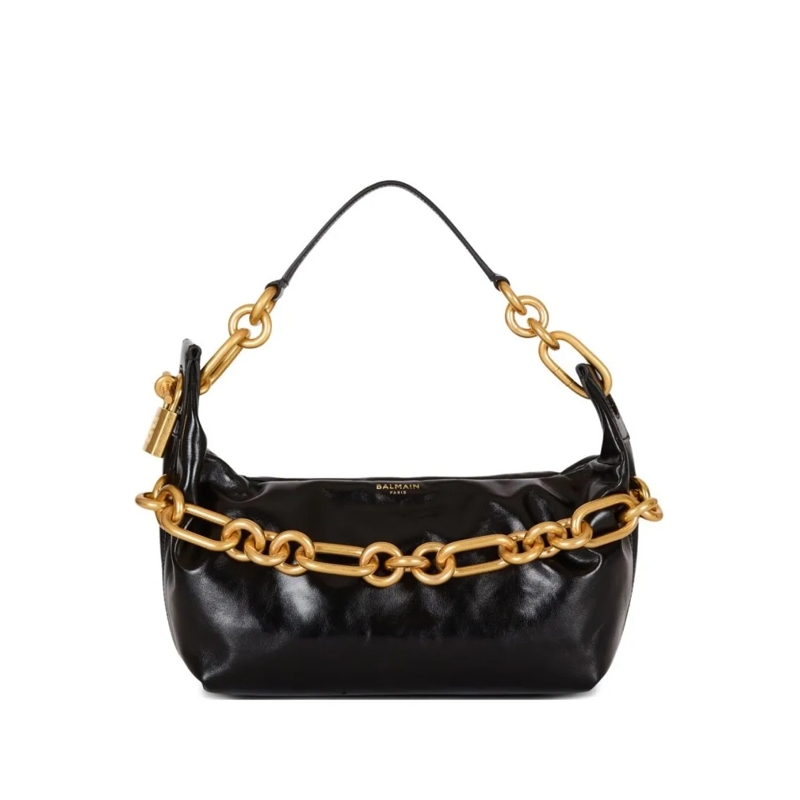 Balmain Schultertasche Oversized Gold Chain Black Handbag Black