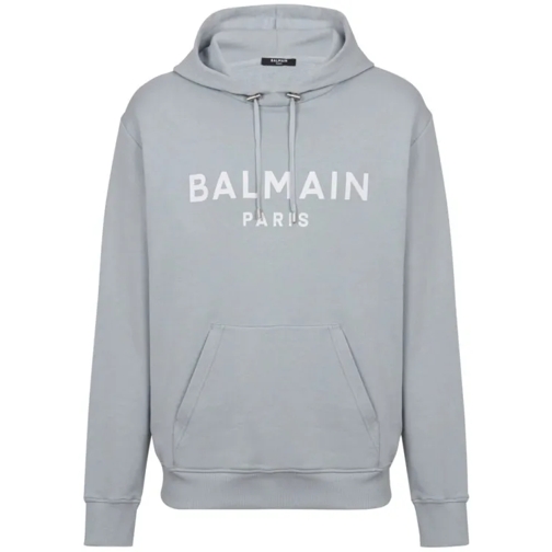 Balmain  Logo-Print Cotton Hoodie Grey