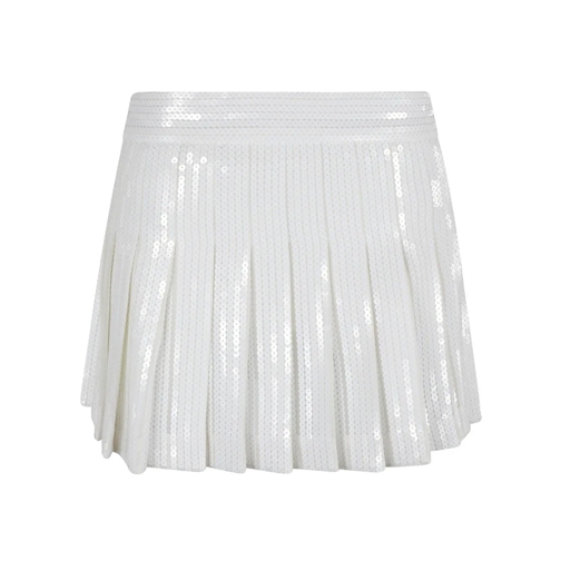 P.A.R.O.S.H. Mini jupes White Sequin Pleated Skirt With Concealed Side Zip White