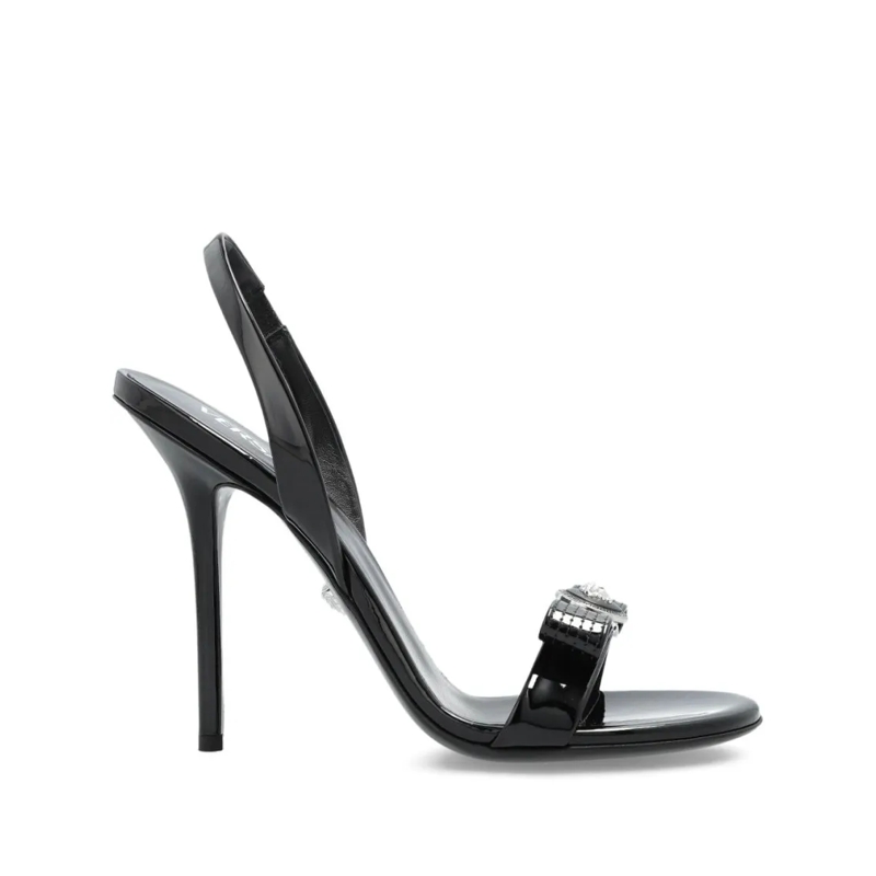 Versace Sandales Patent Calf Leather Sandals Black