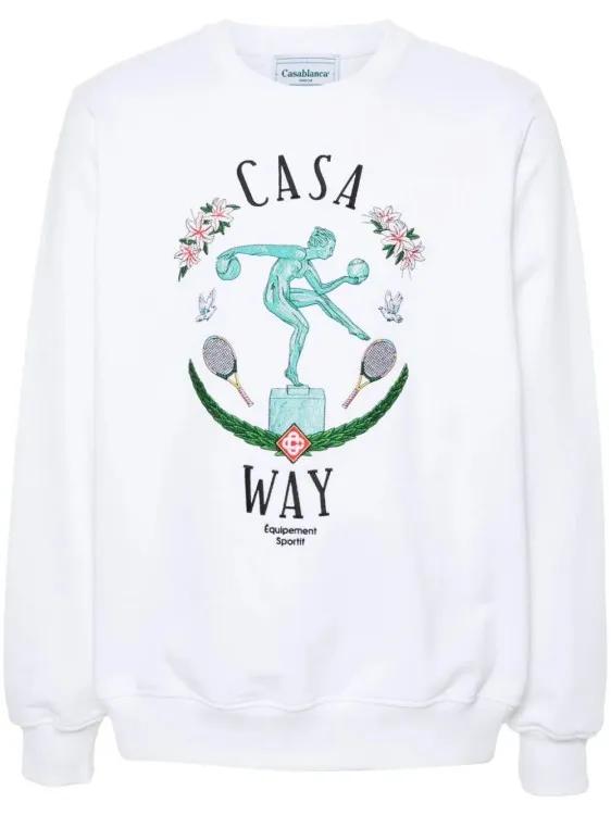 Casablanca - Statue En Marbre Embroidered Sweatshirt - Größe L - weiß