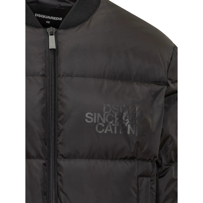 Dsquared2 Daunenjacke Classic Black Puffer Bomber Jacket With Ribbed Cuf Black(Image 7)